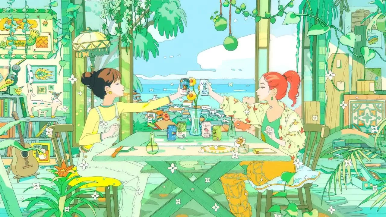 三得利插画感广告，满屏都是治愈色